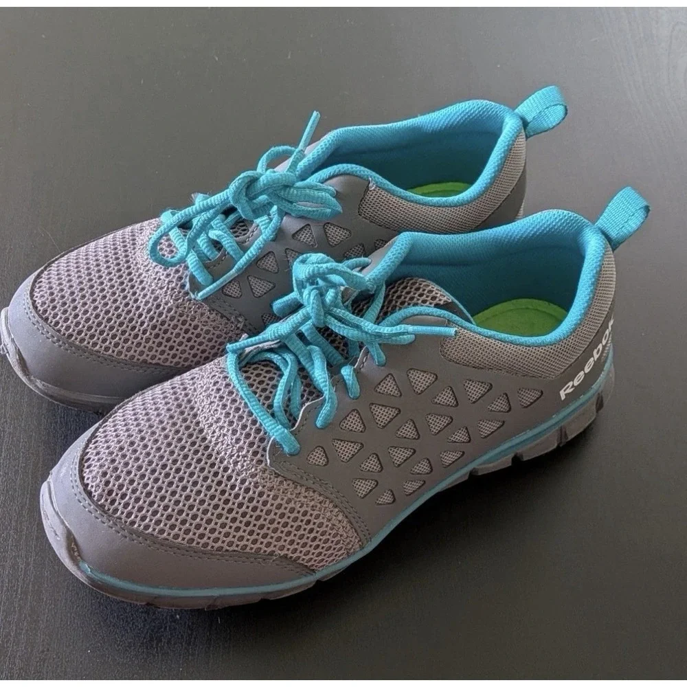 Reebok work sublite cushion comp‎ toe Sneakers Shoes Gray Teal Size 9 Women's